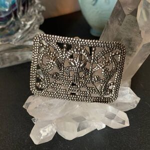 Vintage Faceted Steel Buckle, Unstamped